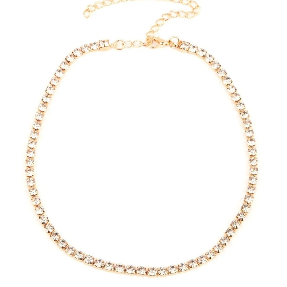 Elegant Gold Rhinestone Choker - Picture 2 of 5
